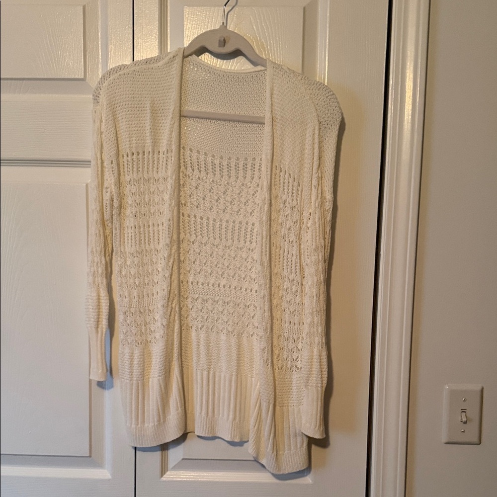 Elegant Cream Open-Front Sweater